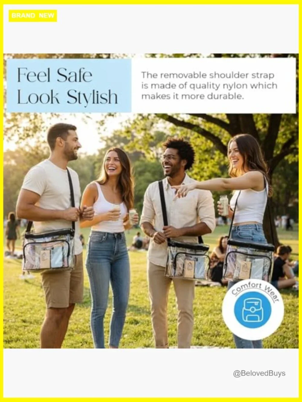 Clear Stadium Approved Crossbody Bag Transparent Tote PVC Travel Security
